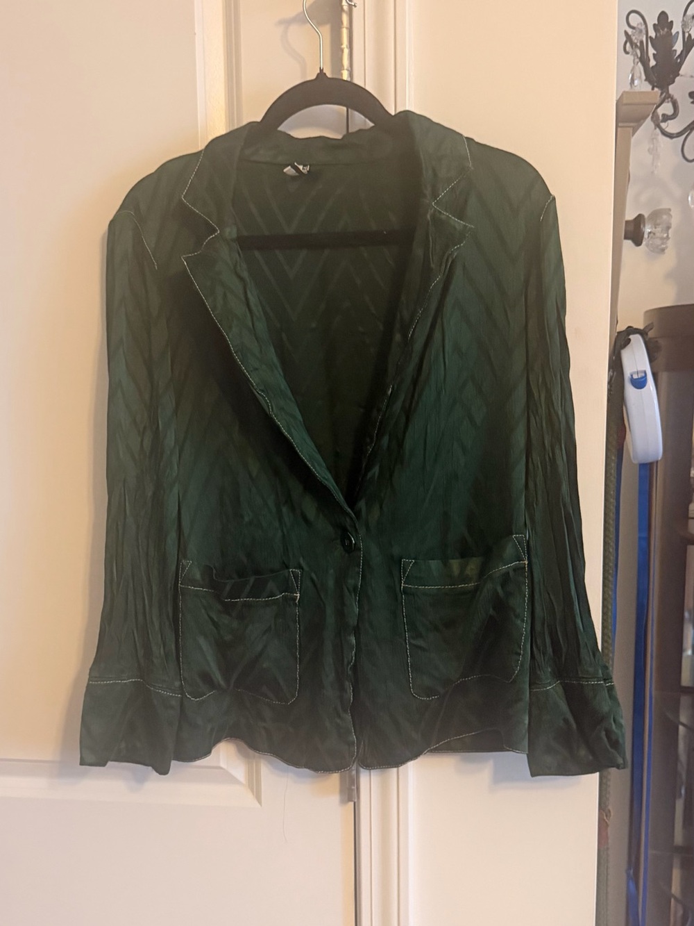 Topshop Forest Green Chevron Blazer